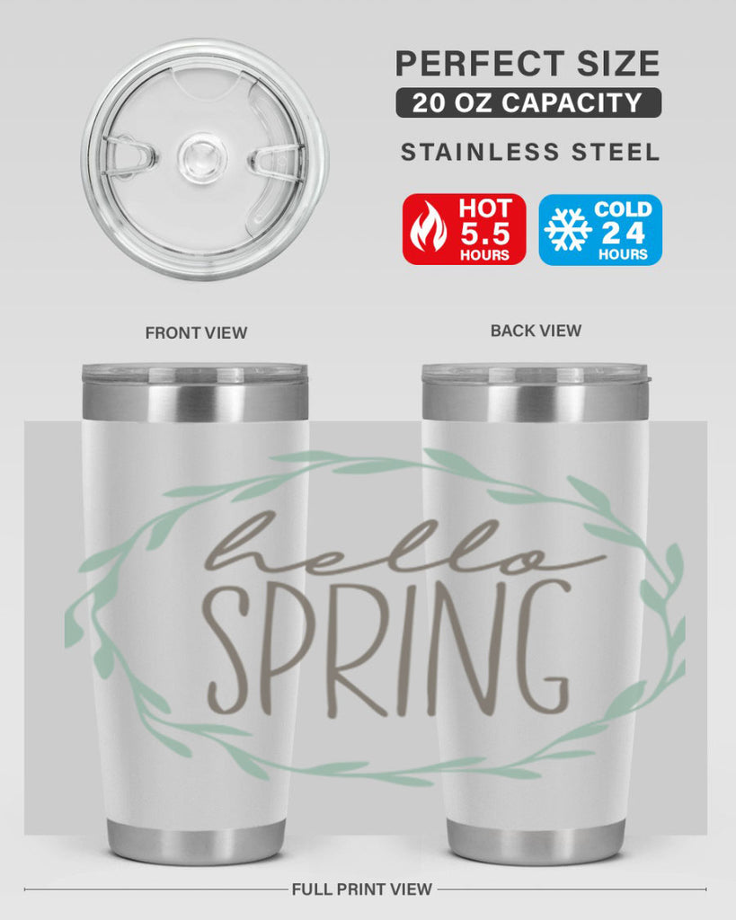 Hello Spring Wreath leaves210#- spring- Tumbler
