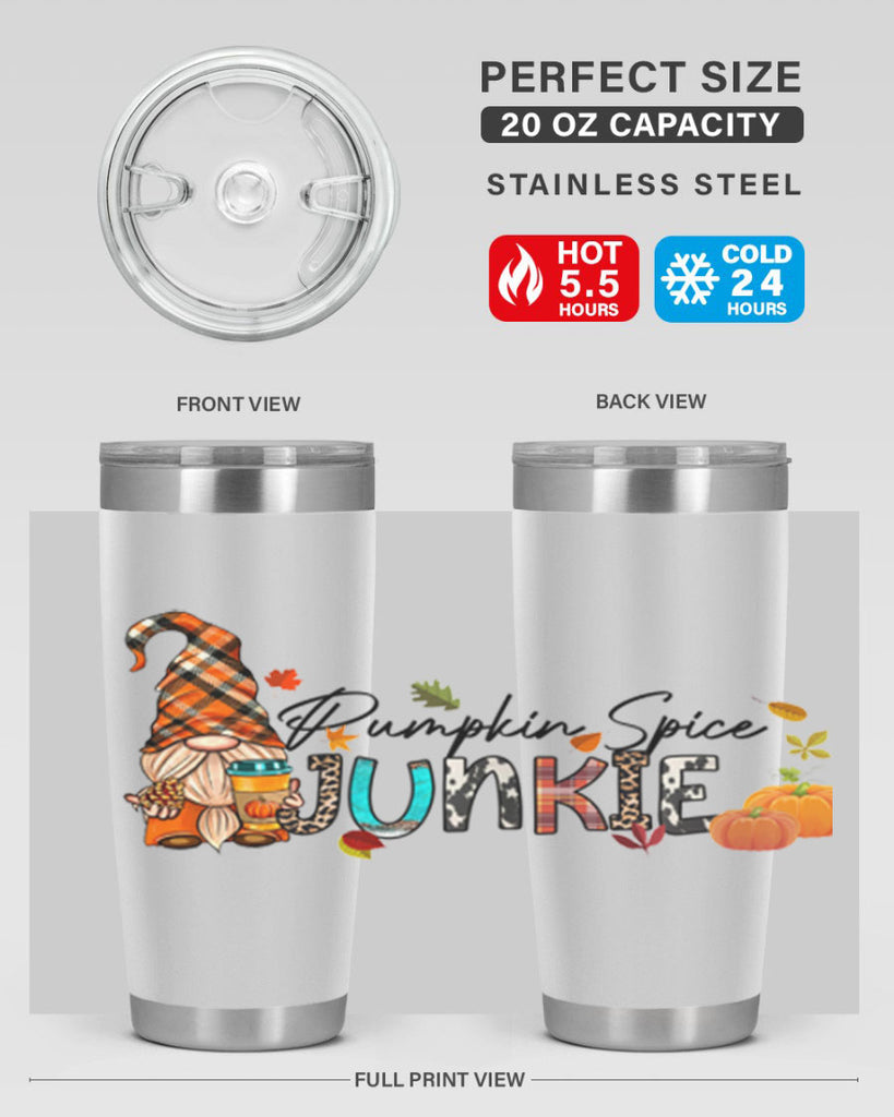 PumpkinSpiceJunkieFallGnome 567#- fall- Tumbler