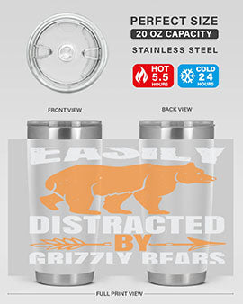 easily distracted by grizzly bears 1#- Bears- Tumbler