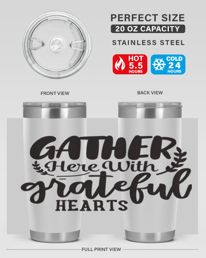 gather here with grateful hearts 62#- thanksgiving- Tumbler