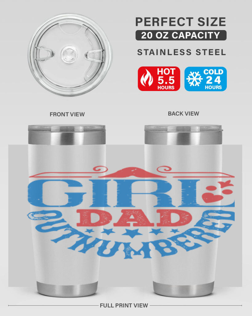 girl dad outnumbered 219#- fathers day- Tumbler