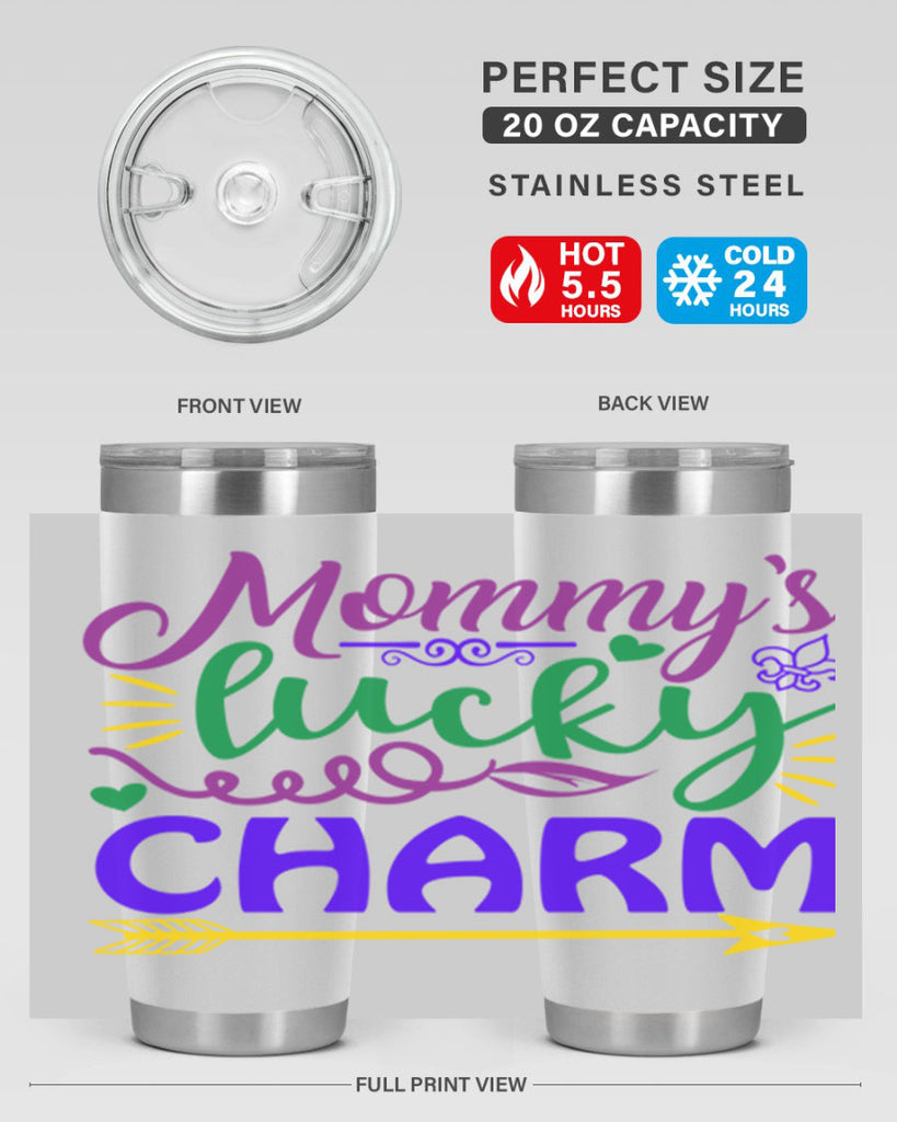 mommys lucky charm 6#- mardi gras- Tumbler
