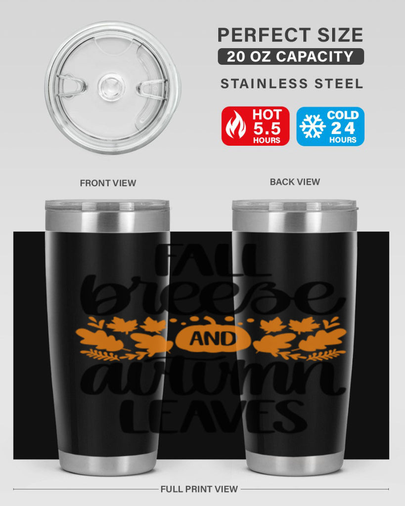 Fall Breezy And Autumn Leaves 482#- fall- Tumbler