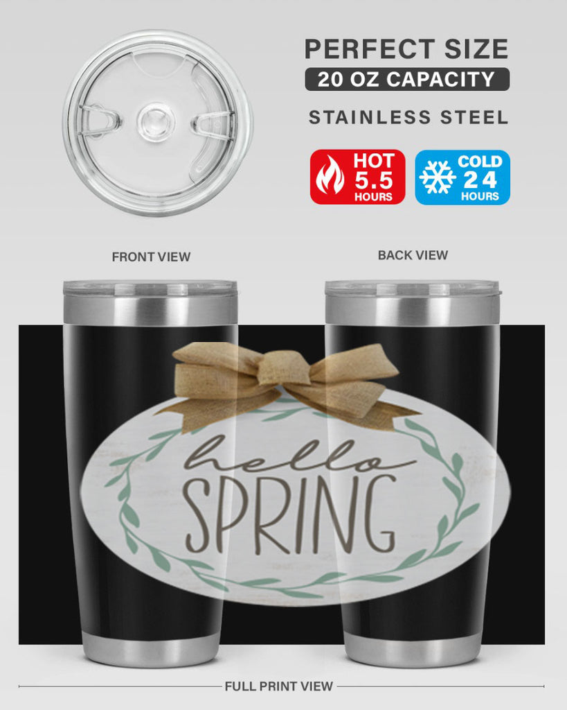 Hello Spring Wreath leaves Mockup209#- spring- Tumbler