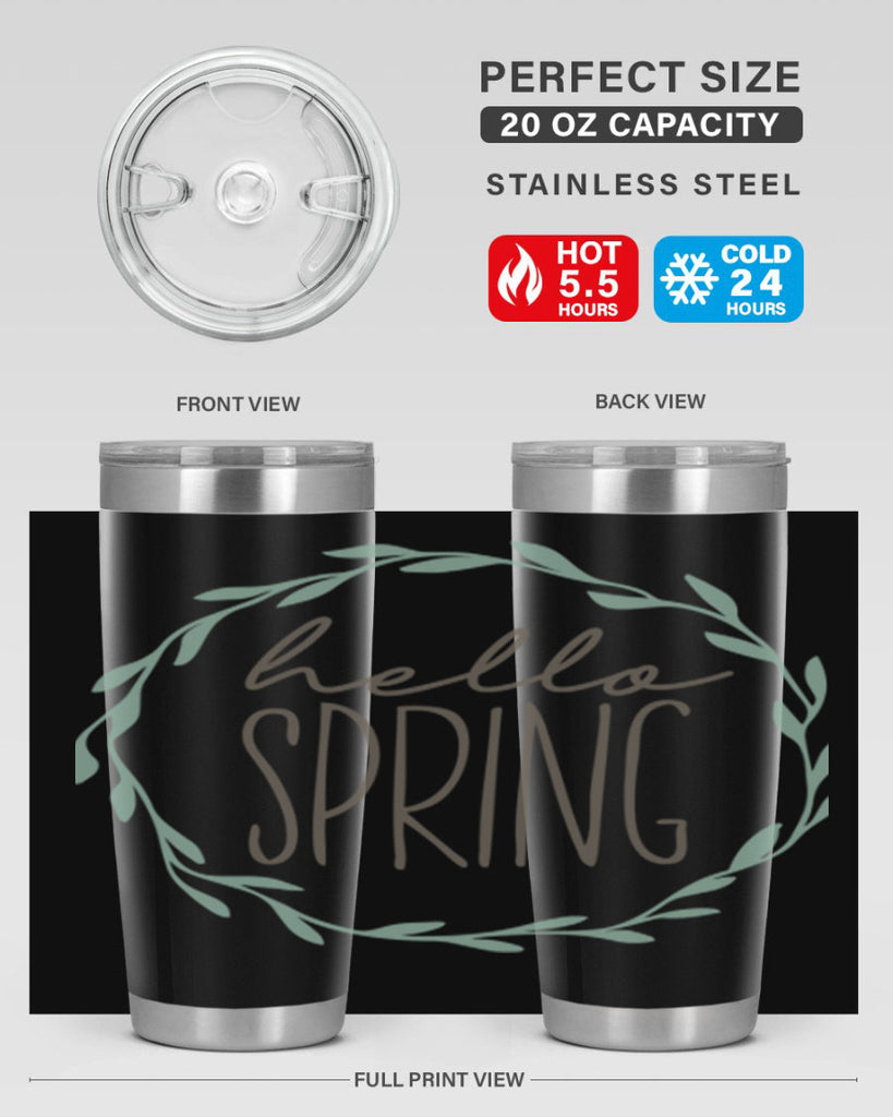 Hello Spring Wreath leaves210#- spring- Tumbler
