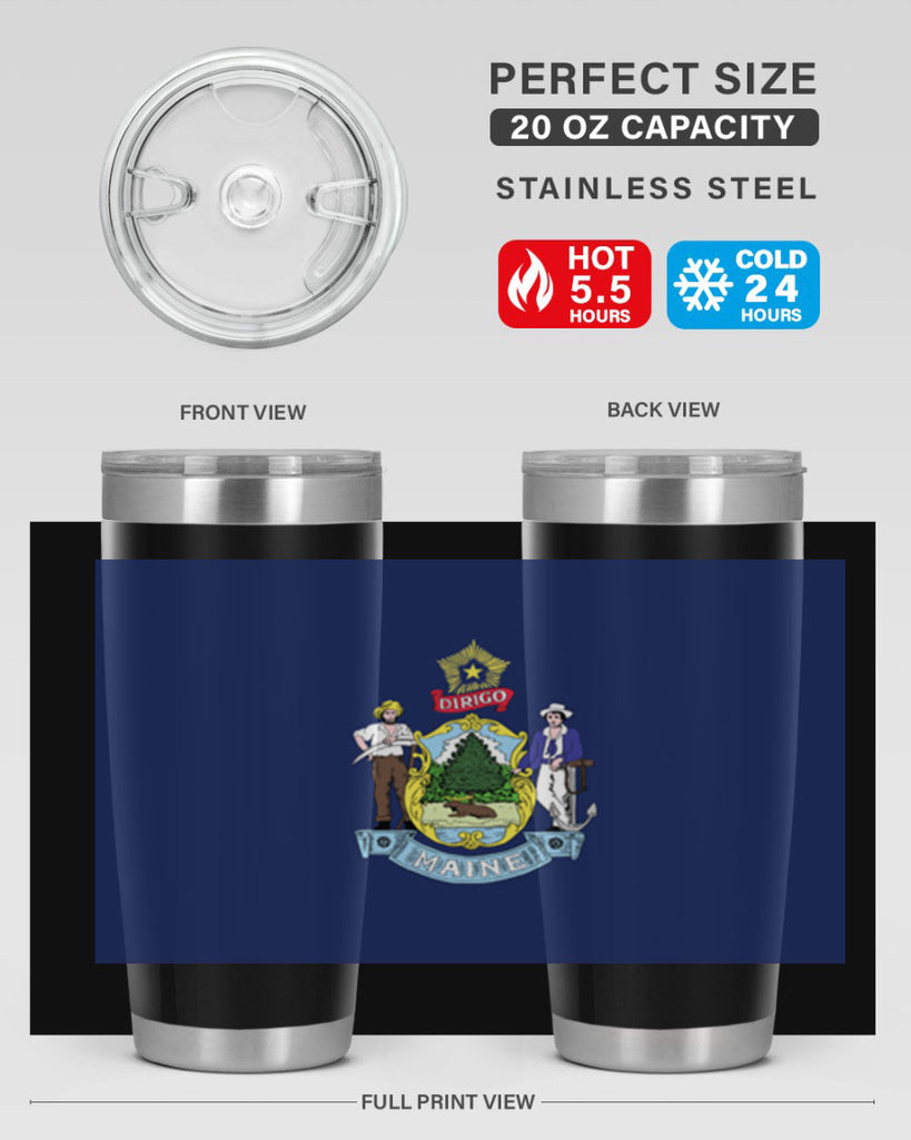 Maine 33#- Us Flags- Tumbler