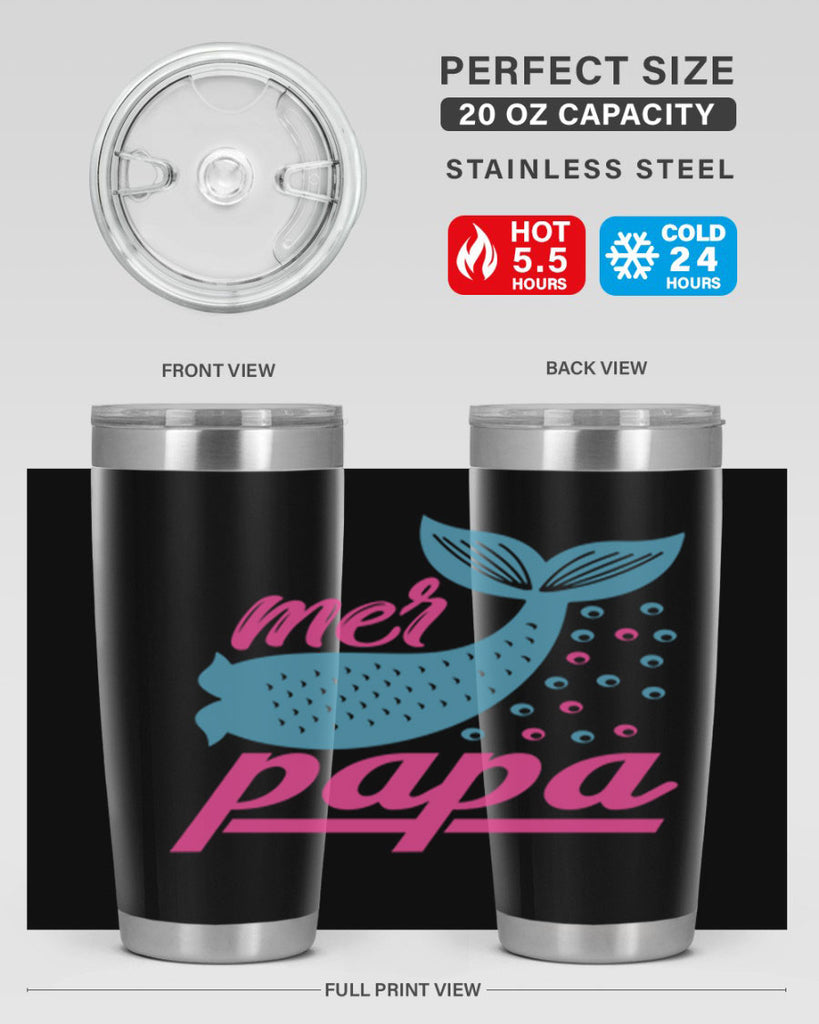 Mer Papa 344#- mermaid- Tumbler
