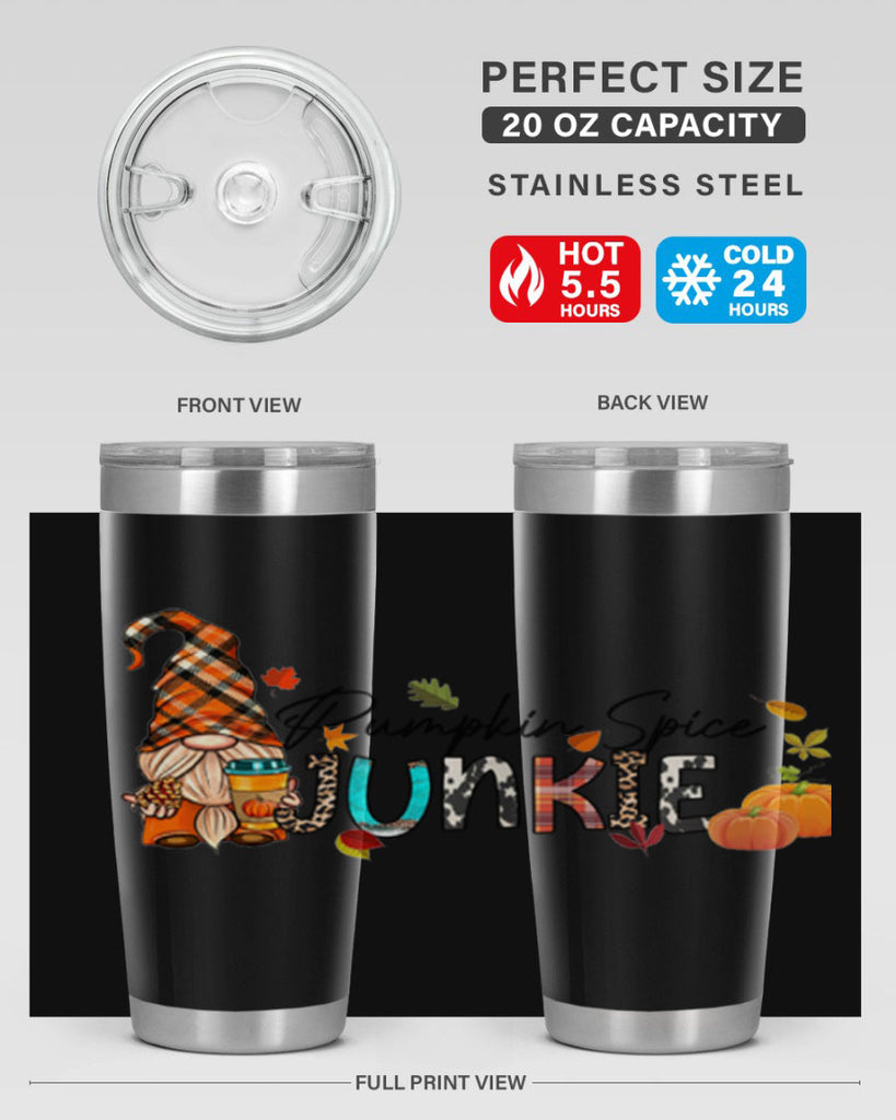 PumpkinSpiceJunkieFallGnome 567#- fall- Tumbler