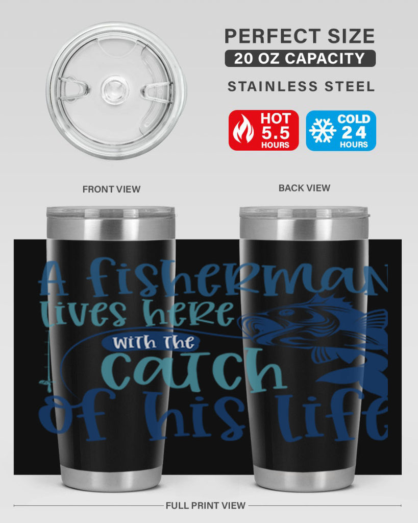 a fisherman lives here with the catch 228#- fishing- Tumbler