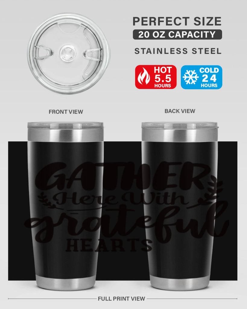 gather here with grateful hearts 62#- thanksgiving- Tumbler