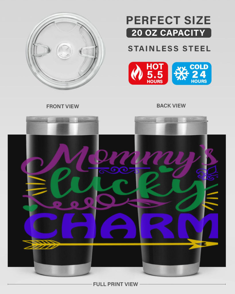 mommys lucky charm 6#- mardi gras- Tumbler