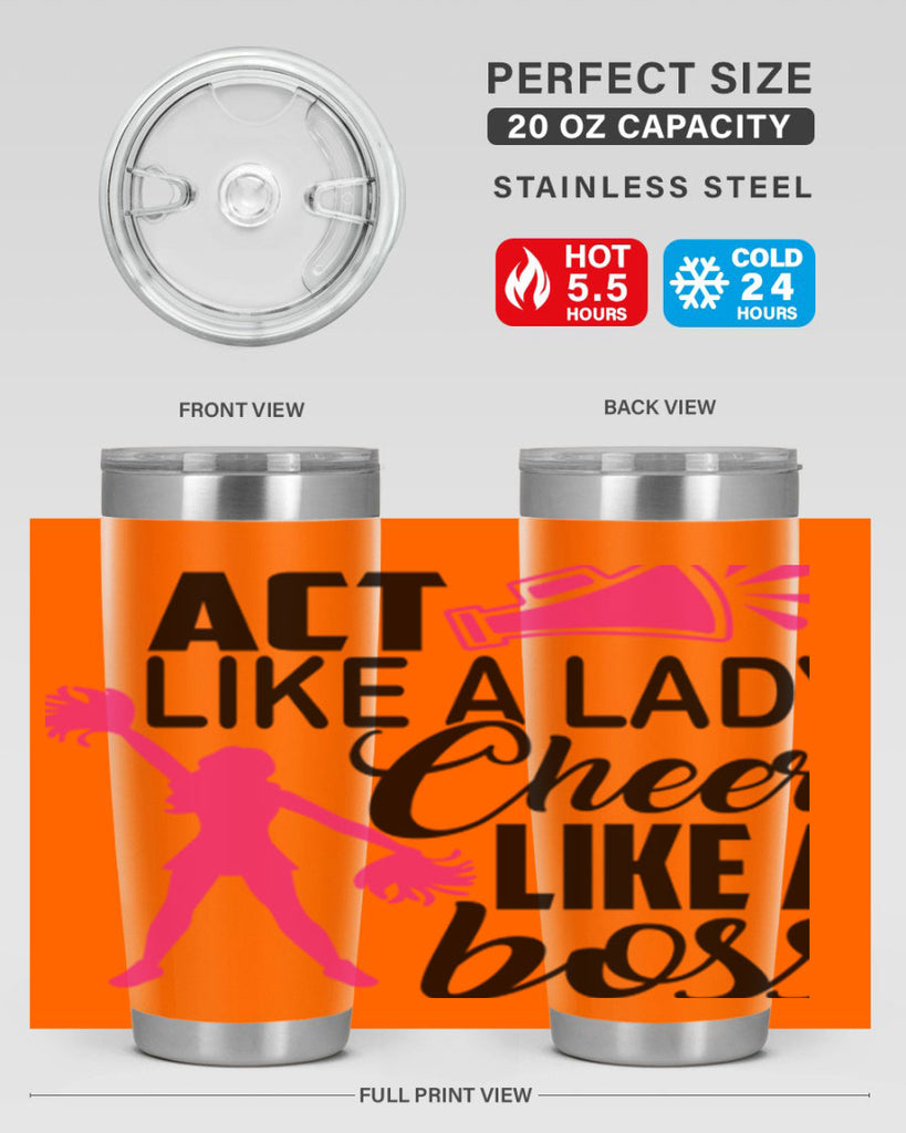 Act like a lady Cheer like a boss 1486#- cheer- Tumbler