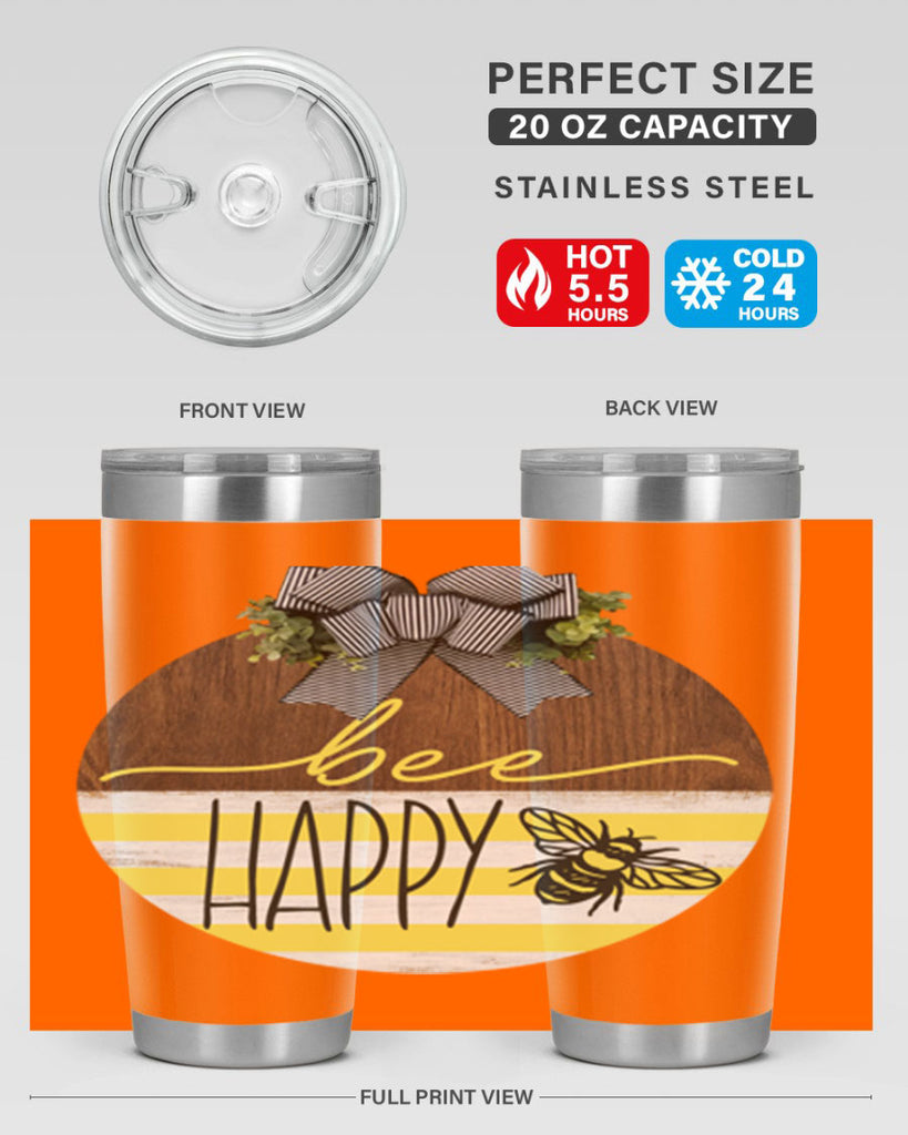 Bee Happy yellow stripes Mockup28#- spring- Tumbler
