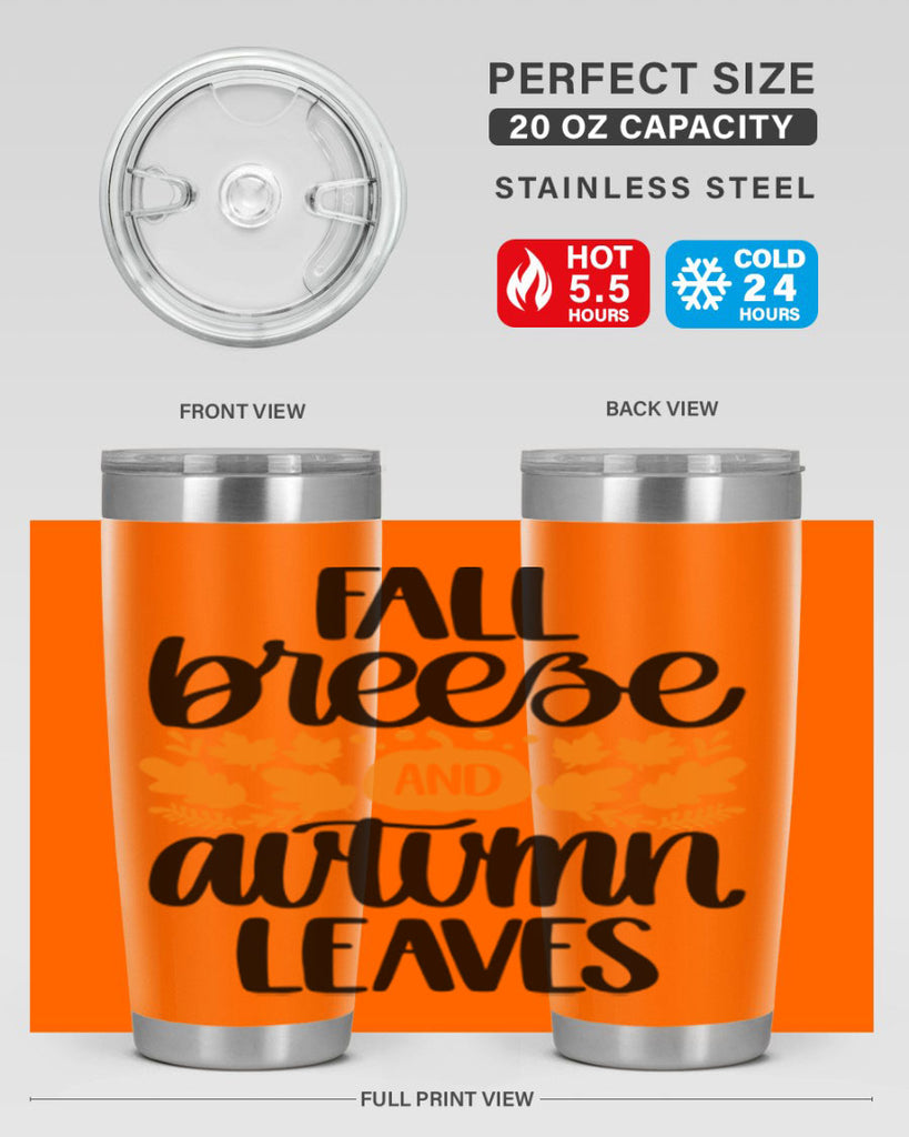 Fall Breezy And Autumn Leaves 482#- fall- Tumbler