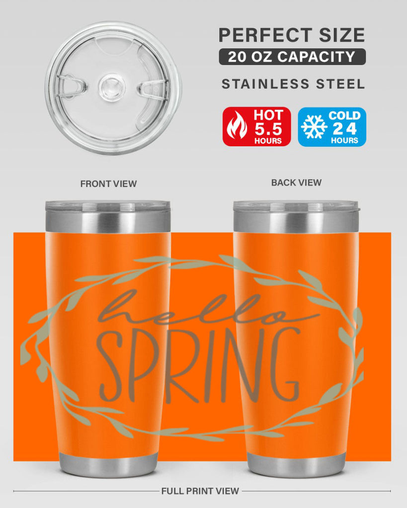 Hello Spring Wreath leaves210#- spring- Tumbler
