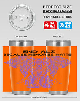 Purple Elephant Alzheimer Awareness 212#- alzheimers- Tumbler