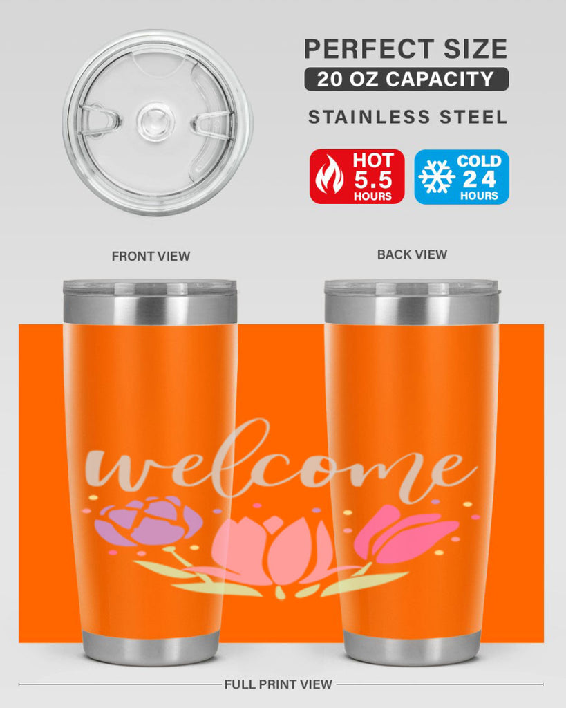 Welcome three flowers587#- spring- Tumbler