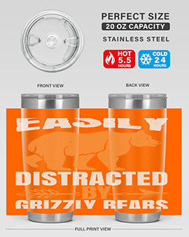 easily distracted by grizzly bears 1#- Bears- Tumbler