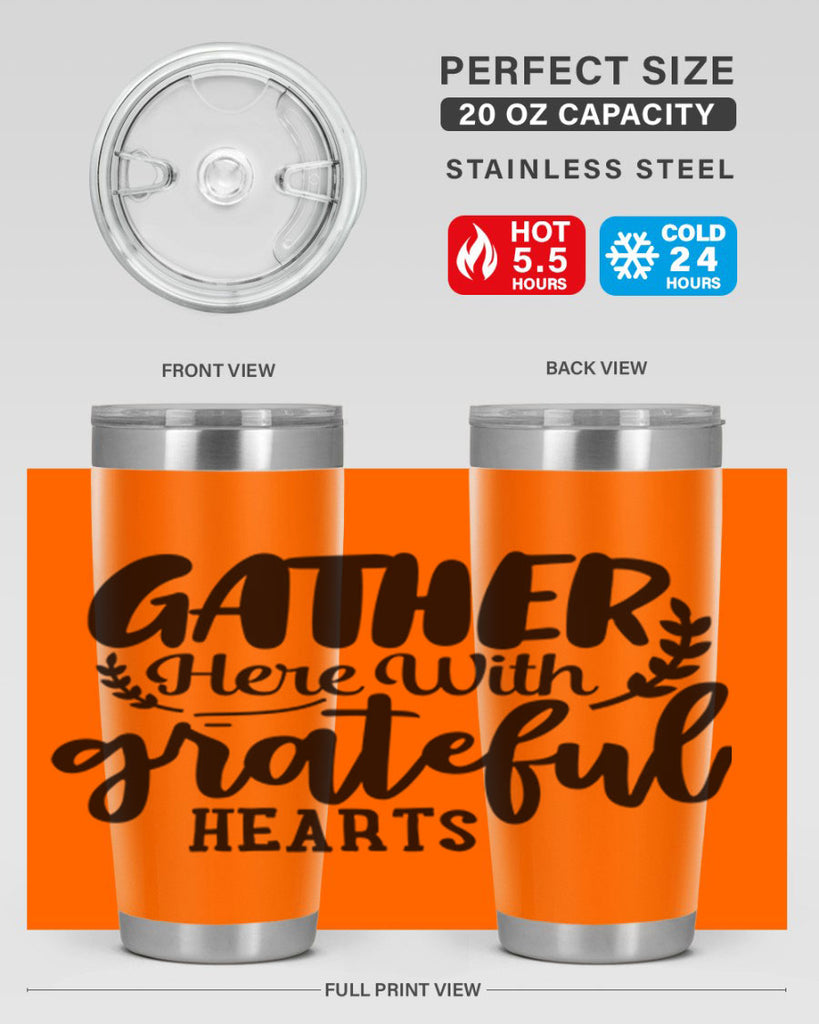 gather here with grateful hearts 62#- thanksgiving- Tumbler