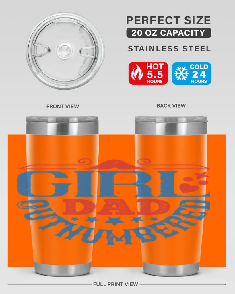 girl dad outnumbered 219#- fathers day- Tumbler