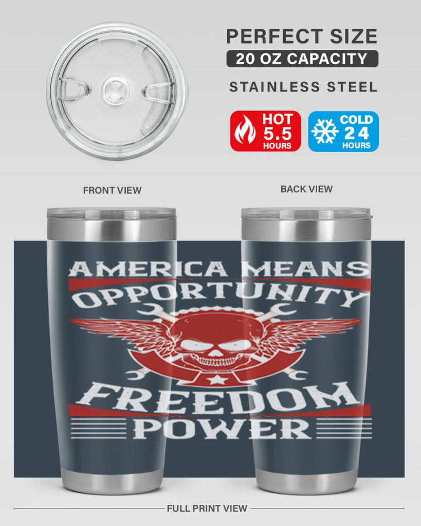 America means opportunity freedom power Style 85#- Fourt Of July- Tumbler