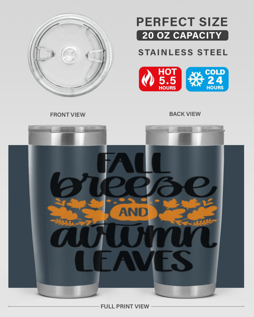 Fall Breezy And Autumn Leaves 482#- fall- Tumbler