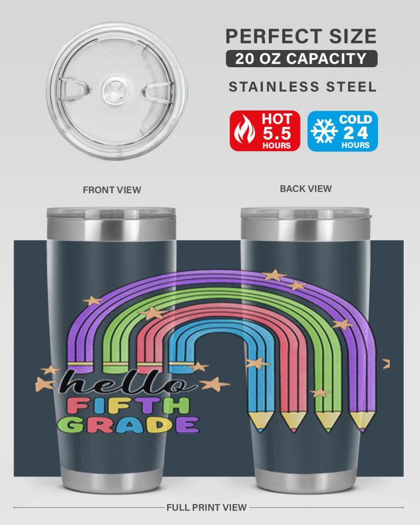 Hello 5th Grade Pencil Rainbow 13#- 5th grade- Tumbler