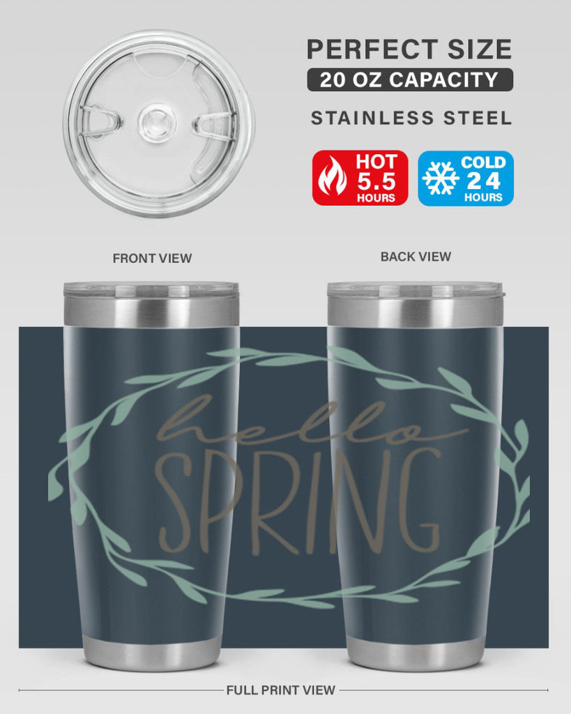 Hello Spring Wreath leaves210#- spring- Tumbler