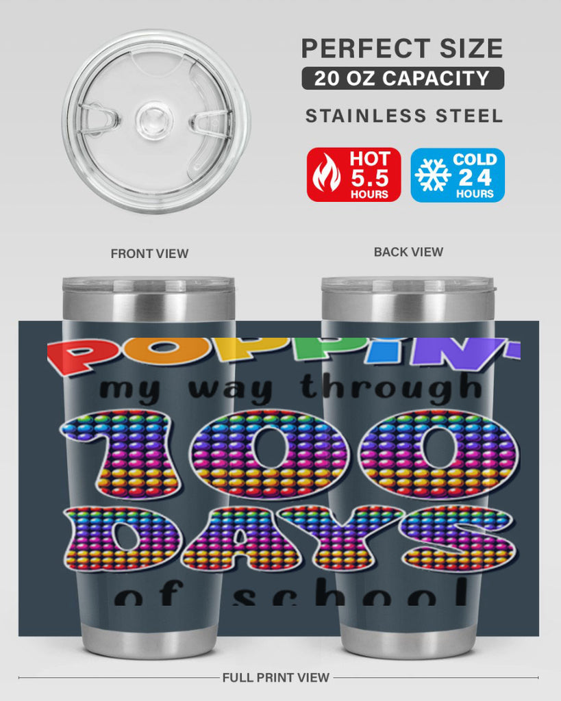 Poppin My Way Through 100 53#- 100 days of school- Tumbler