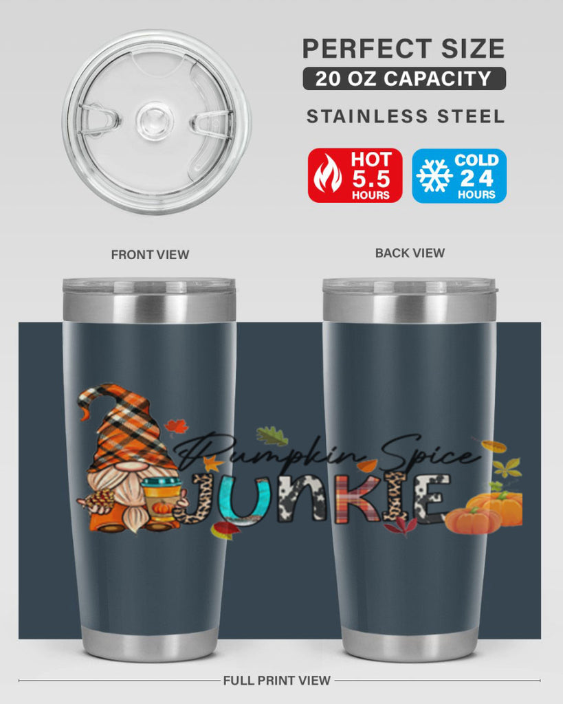PumpkinSpiceJunkieFallGnome 567#- fall- Tumbler