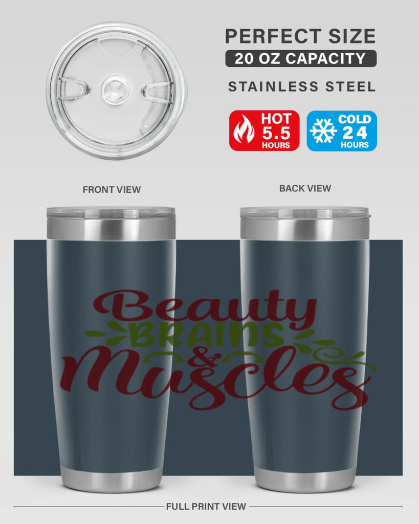 beauty brains muscles 52#- gym- Tumbler