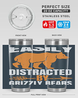 easily distracted by grizzly bears 1#- Bears- Tumbler