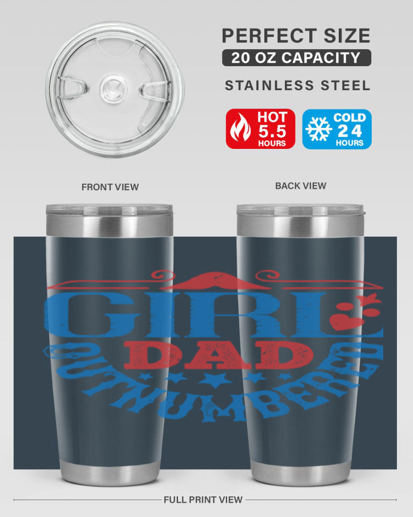 girl dad outnumbered 219#- fathers day- Tumbler