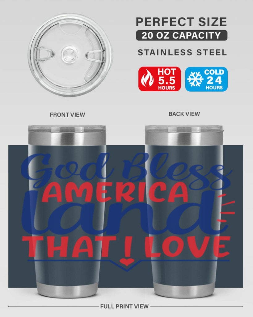 god bless america land that i love Style 54#- Fourt Of July- Tumbler