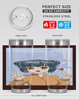 Cute and beautiful girl dark blue hair with love 74#- anime- Tumbler