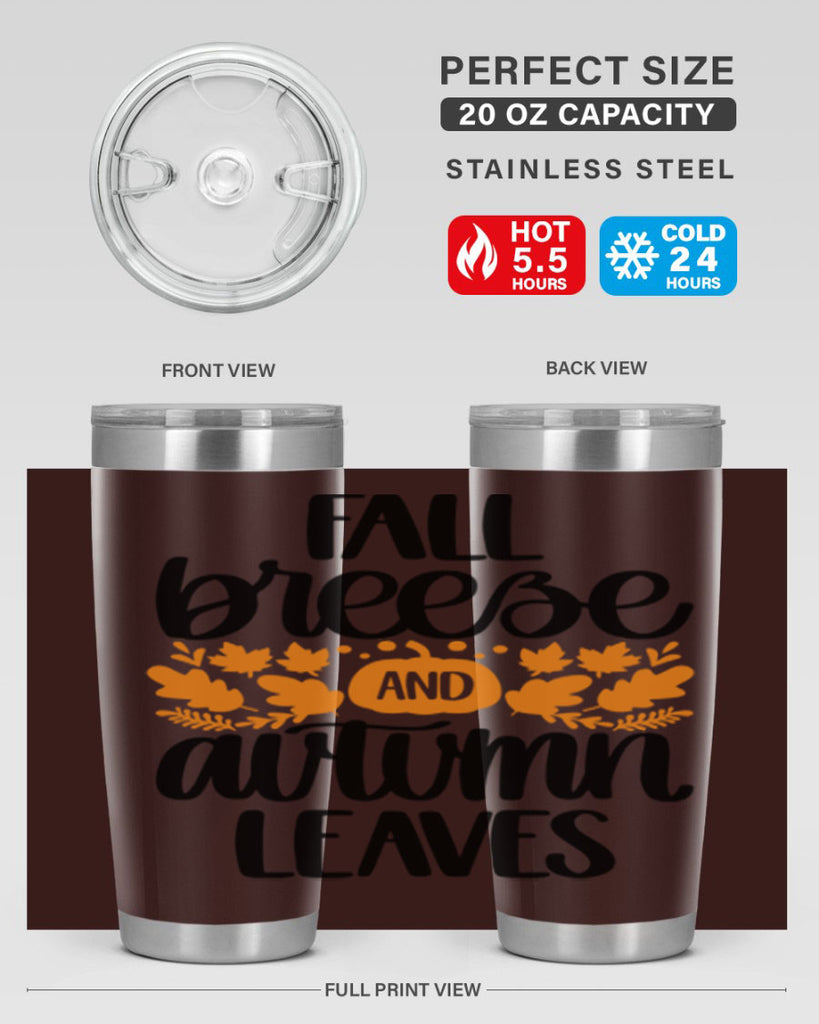 Fall Breezy And Autumn Leaves 482#- fall- Tumbler