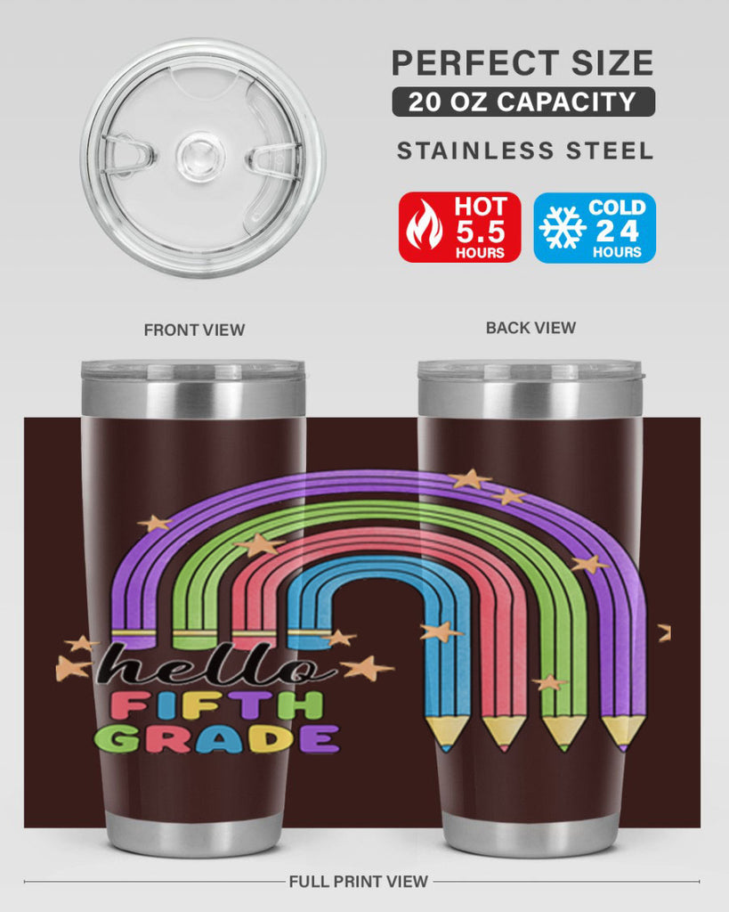 Hello 5th Grade Pencil Rainbow 13#- 5th grade- Tumbler