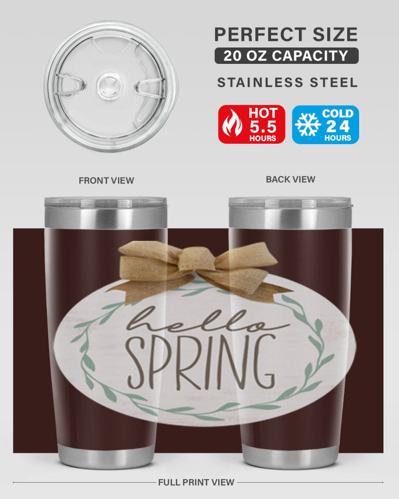Hello Spring Wreath leaves Mockup209#- spring- Tumbler