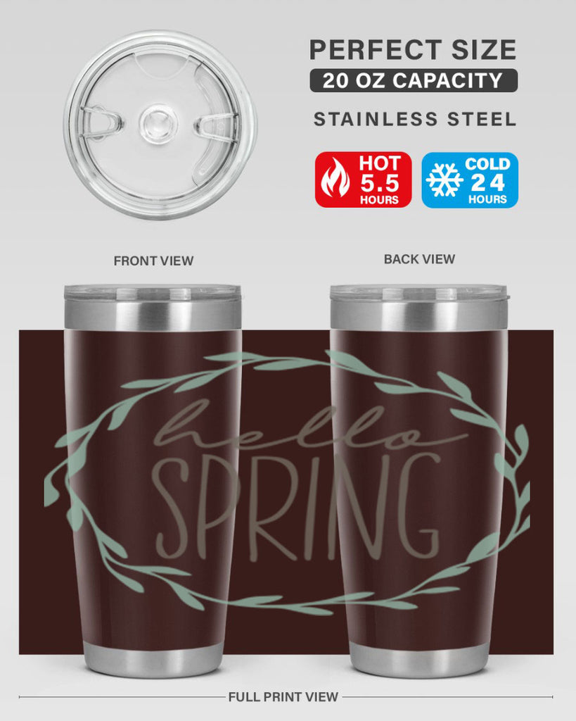 Hello Spring Wreath leaves210#- spring- Tumbler