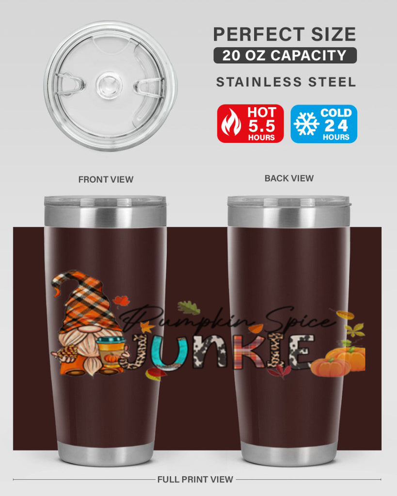 PumpkinSpiceJunkieFallGnome 567#- fall- Tumbler