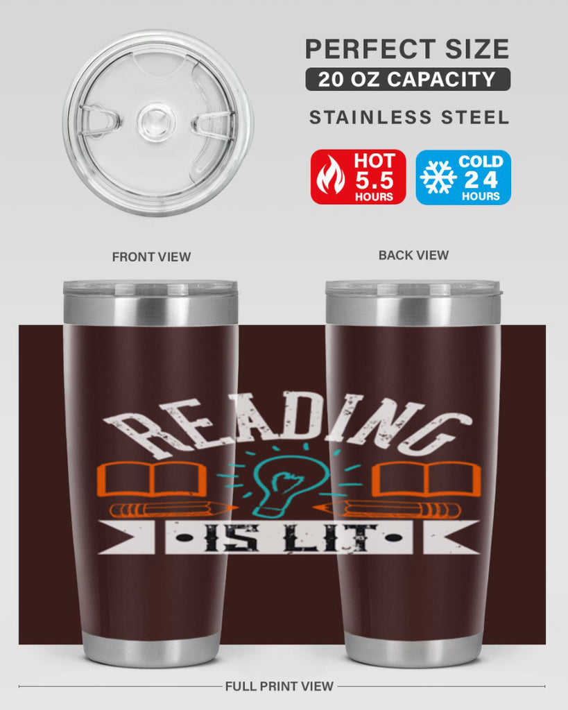 Reading is lit Style 24#- teacher- tumbler