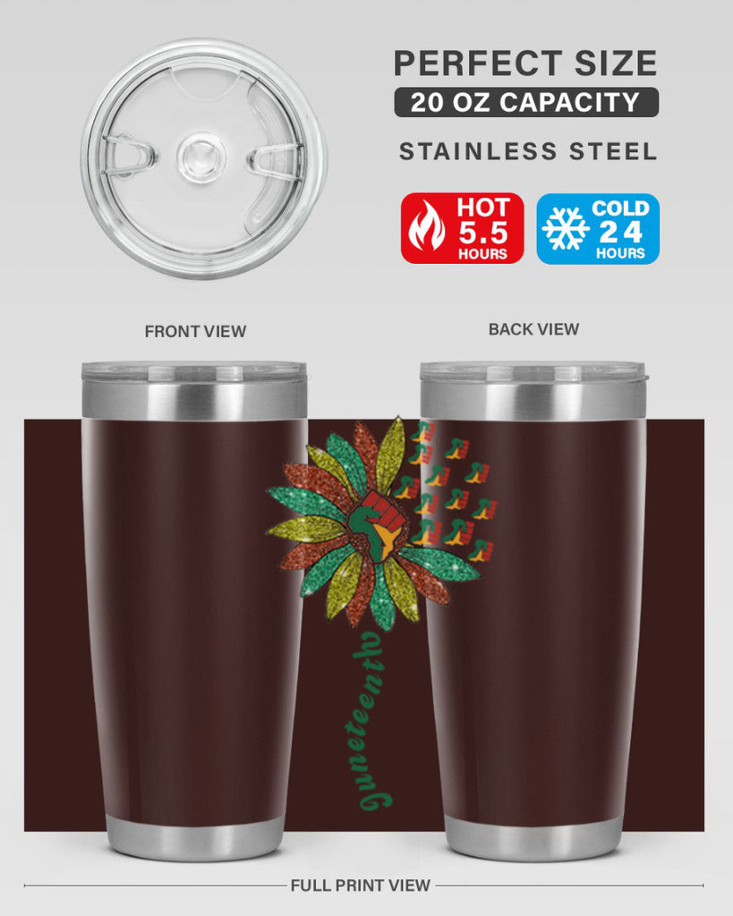 Sunflower Fist Juneteenth Black History 24#- Juneteenth- tumbler