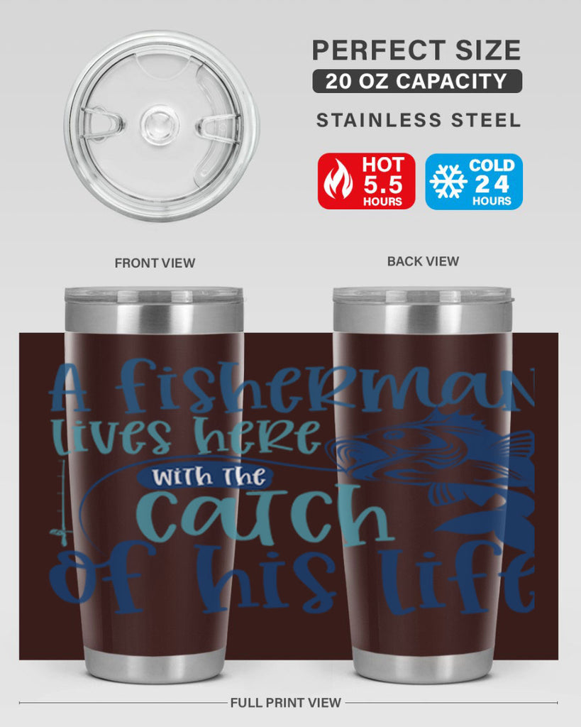 a fisherman lives here with the catch 228#- fishing- Tumbler