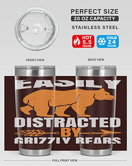 easily distracted by grizzly bears 1#- Bears- Tumbler