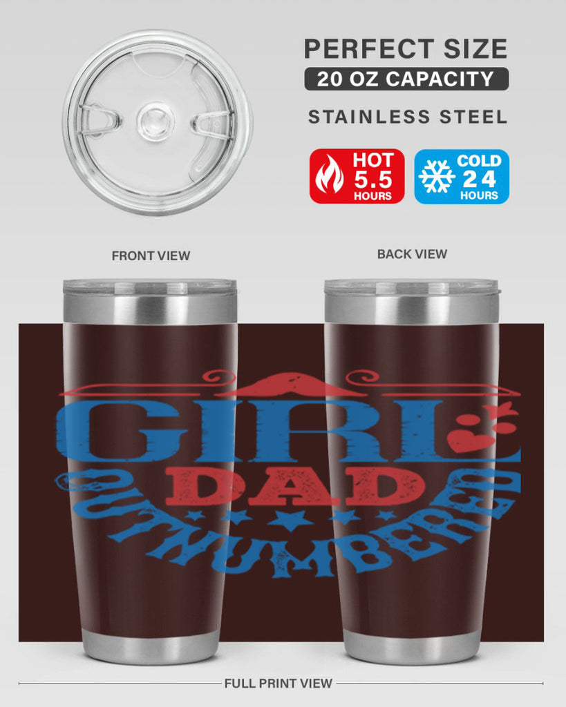 girl dad outnumbered 219#- fathers day- Tumbler