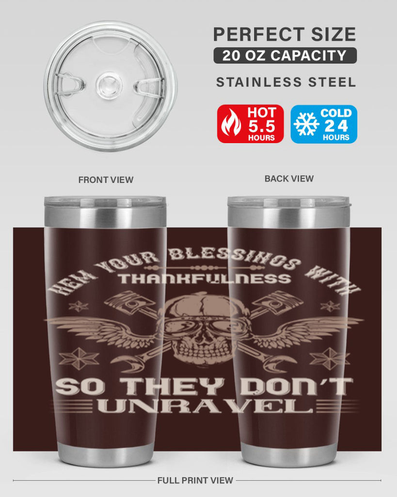 hem your blessings with thankfulness so they don’t unravel 34#- thanksgiving- Tumbler