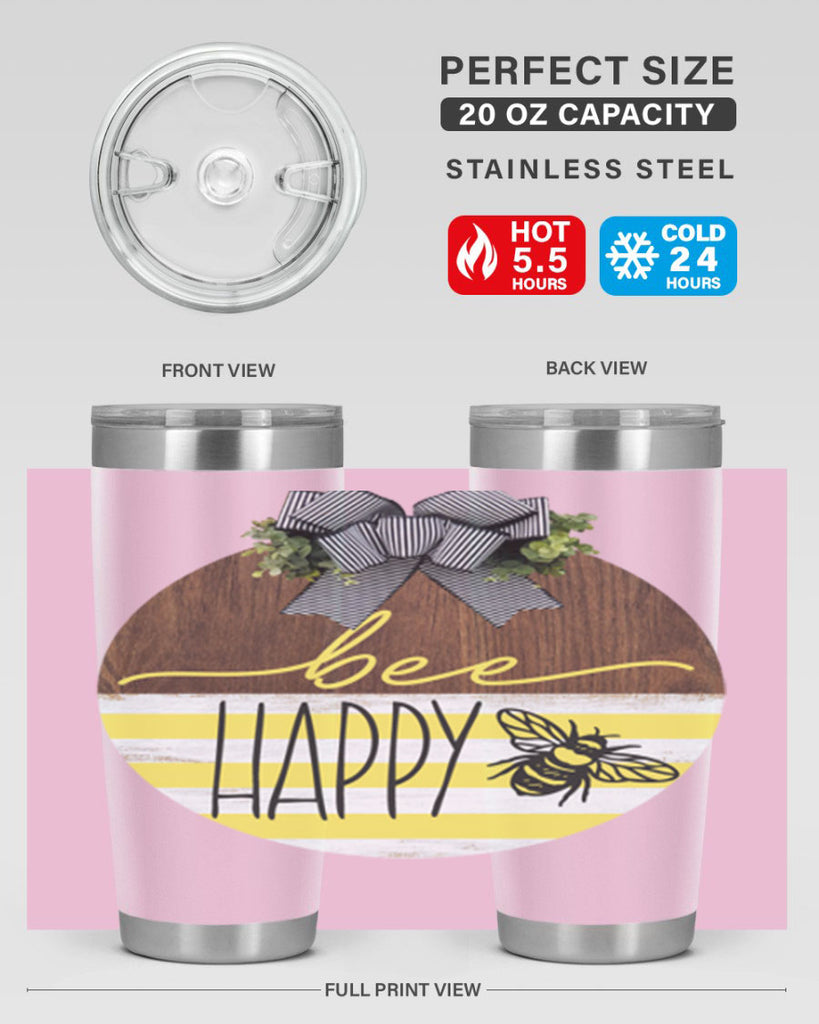 Bee Happy yellow stripes Mockup28#- spring- Tumbler