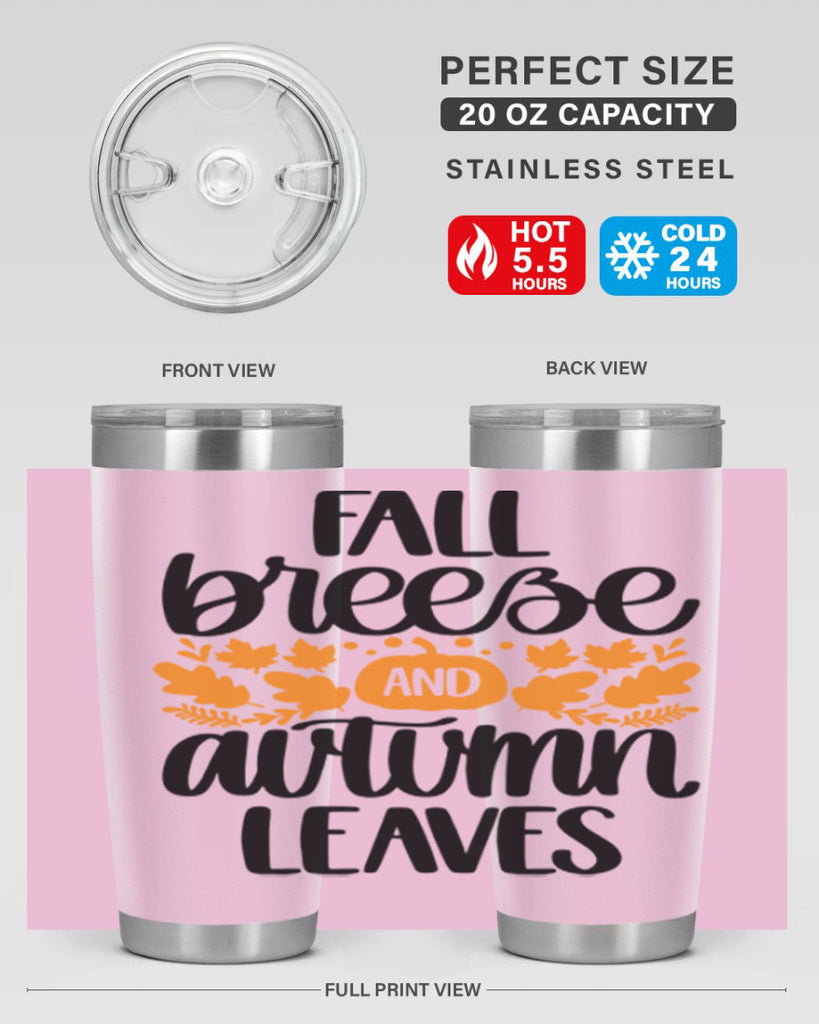 Fall Breezy And Autumn Leaves 482#- fall- Tumbler