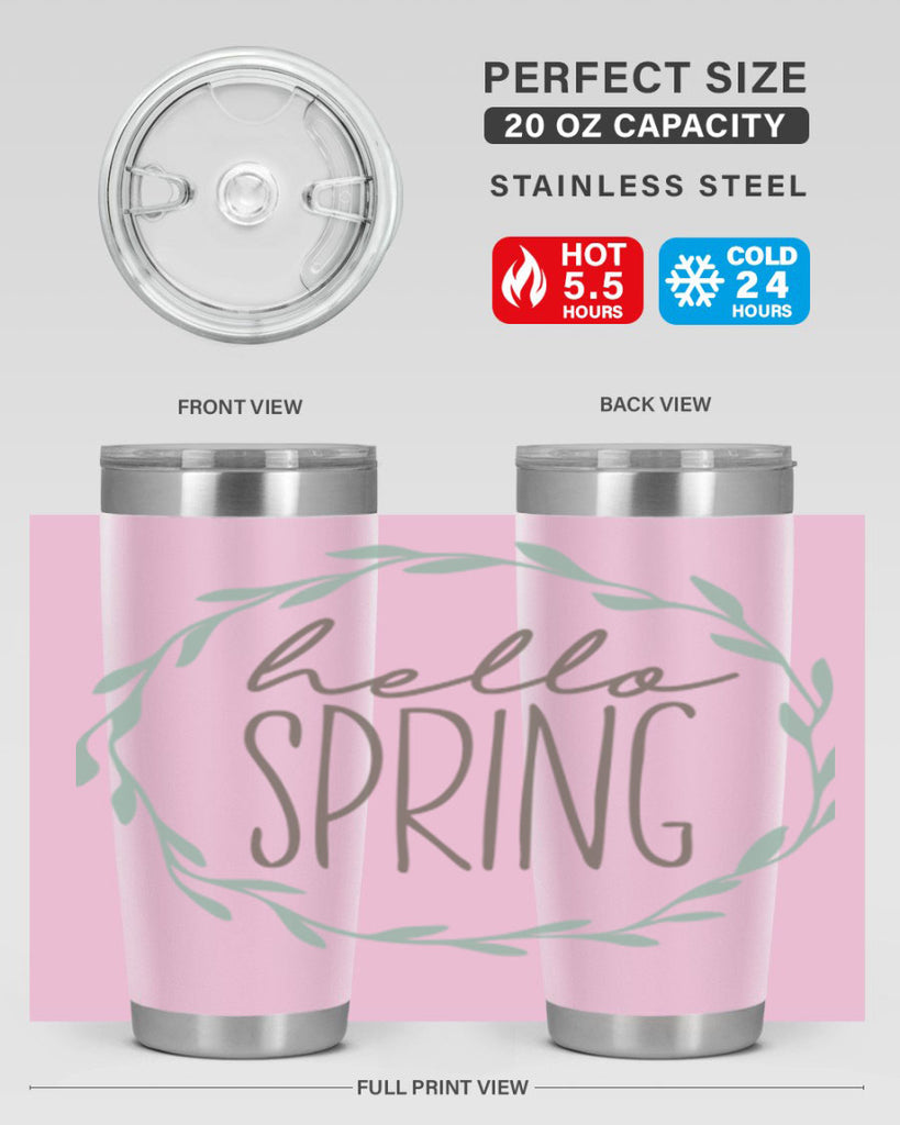 Hello Spring Wreath leaves210#- spring- Tumbler