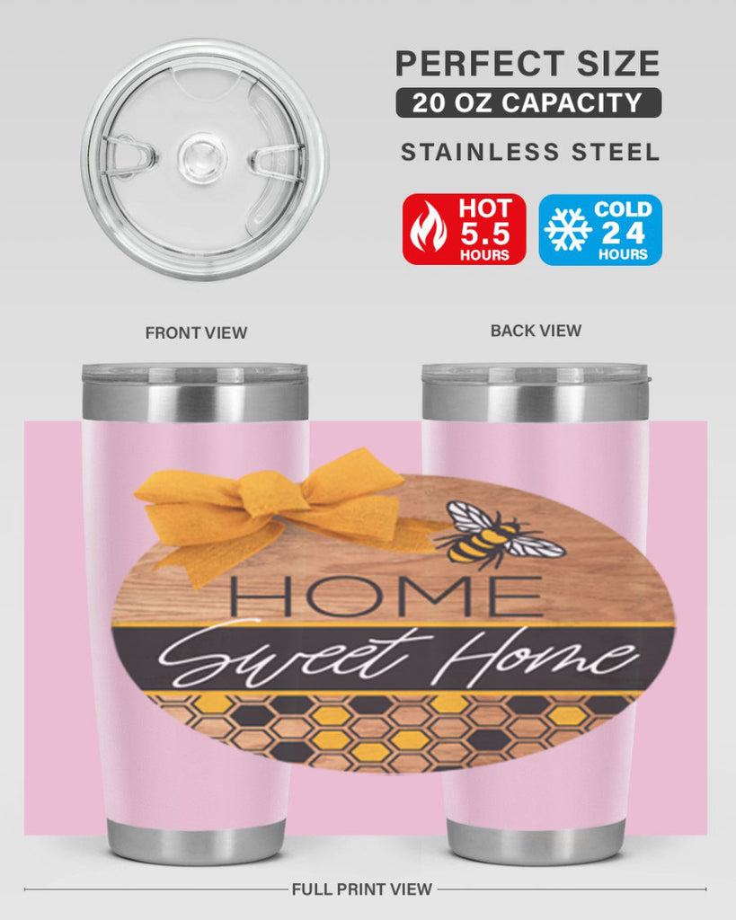 Home Sweet Home Bee and hive pattern Mockup242#- spring- Tumbler